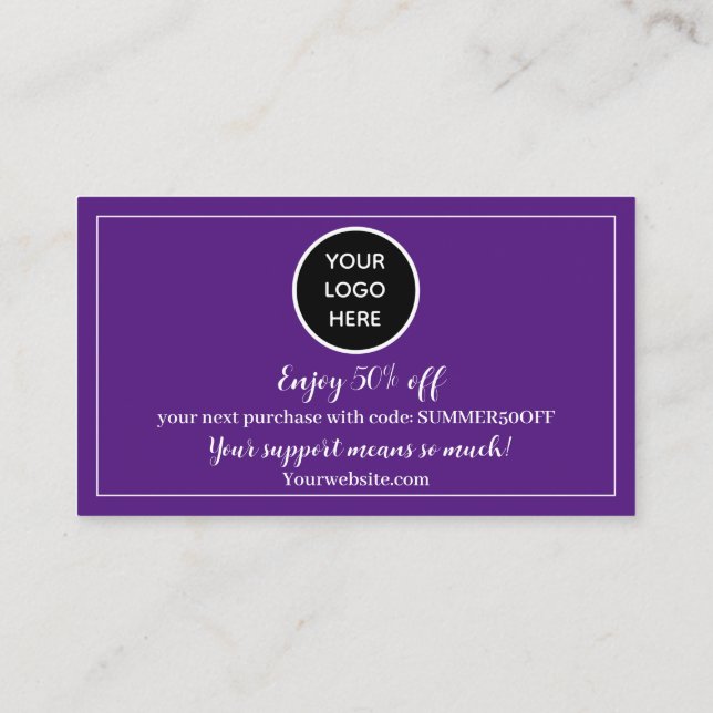 Cartão De Fidelidade Logotipo roxo Obrigado Punch (Recompensa à empresa (Verso)