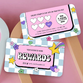 Cartão De Fidelidade Logotipo Trendy Groovy Retro Girly Hairstylist Sal