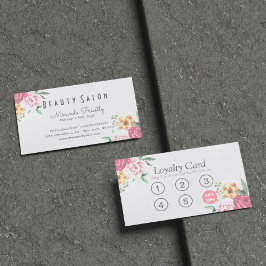 Cartão De Fidelidade Loyalty Card Elegante Floral Makeup & Hair Stylist