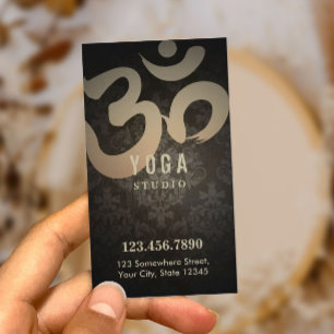 Cartão De Fidelidade Loyalty Punch Instrutor Vintage Damask Yoga