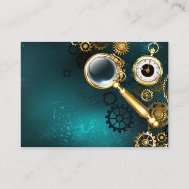 Cartão De Fidelidade Lupa no estilo Steampunk (Frente)