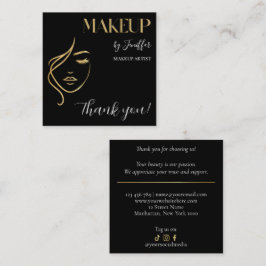 Cartão De Fidelidade Luxury Black & Gold Makeup Thank you Card