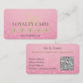 Cartão De Fidelidade Luxury Hair Studio | Largura rosa e logotipo Doura