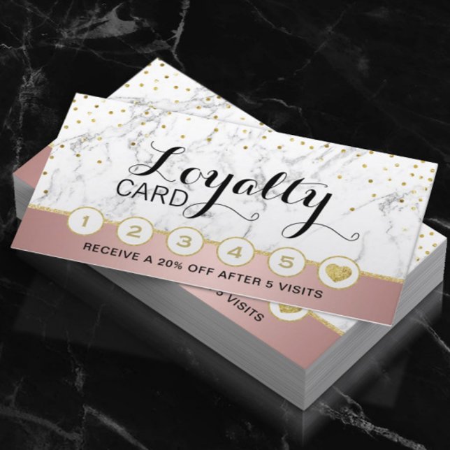 Cartão De Fidelidade Makeup Artist Hair Salon Marble Rosa lealdade Dour (Criador carregado)