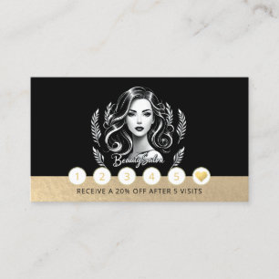 Cartão De Fidelidade Makeup Artist Hair Stylist Modern Black White Dour