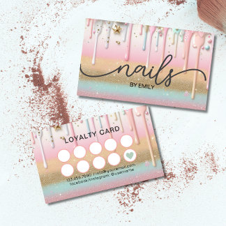 Cartão De Fidelidade Manicurista do salão de unhas do Pastel Drip