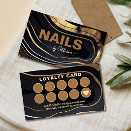 Cartão De Fidelidade Manicurista do salão de unhas, preto e Dourado