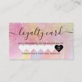 Cartão De Fidelidade maquiagem cardíaca de brilho mármore rosa do arco-