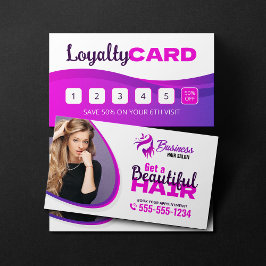 Cartão De Fidelidade Maquiagem de beleza salônica com cabelos vibrantes