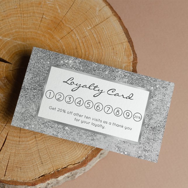 Cartão De Fidelidade Mármore cinzento elegante (Girly elegant chic silver glitter marble )