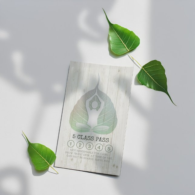 Cartão De Fidelidade Meditação de Classe Yoga Studio Passe Bodhi Leaf (Criador carregado)