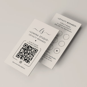 Cartão De Fidelidade Minimal Beauty Med Spa Terapeuta Monograma Areia