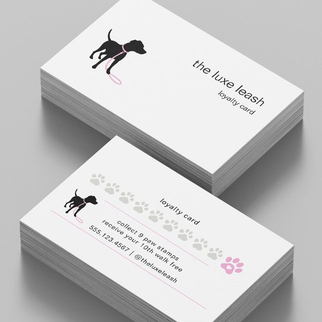 Cartão De Fidelidade Minimal Pet Silhouette Dog Walker Reward (Criador carregado)