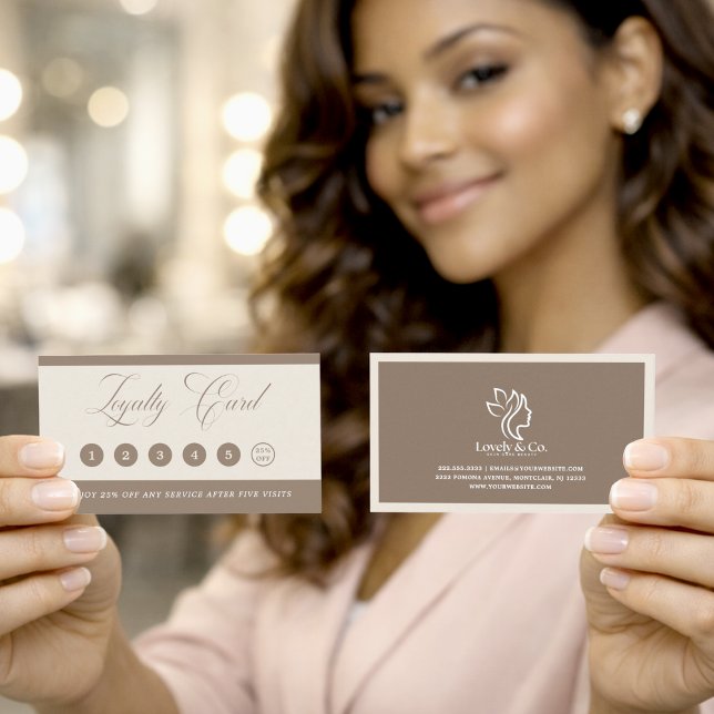 Cartão De Fidelidade Minimalist Neutral Beige Beauty Loyalty Card  (Criador carregado)