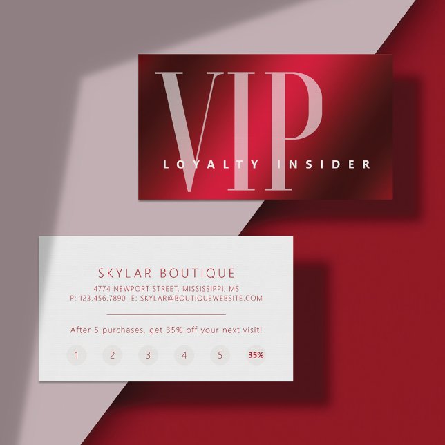 Cartão De Fidelidade Mínimo VIP Vermelho Ruby de luxo (Criador carregado)