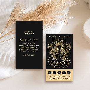 Cartão De Fidelidade Mística Tarot Makeup Hair Unhas Monograma Dourado 