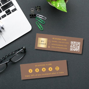 Cartão De Fidelidade Mocha marrom gold Logo comercial do código Qr