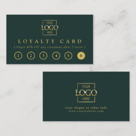 Cartão De Fidelidade Modern Elegant Green & Gold Business Logo Reward