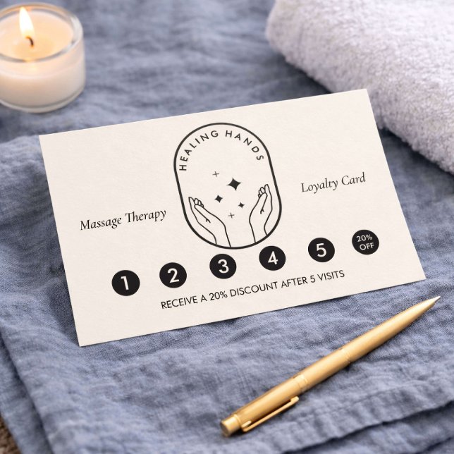 Cartão De Fidelidade Modern Healing Hands Massage Ivory Loyalty Card (Criador carregado)