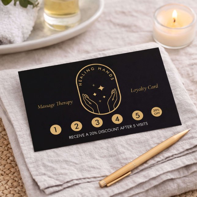 Cartão De Fidelidade Modern Healing Hands Massage Therapy Loyalty Card (Criador carregado)