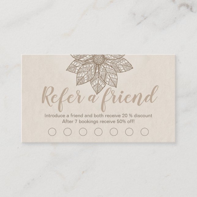 Cartão De Fidelidade Modern Massage Therapist Script Lotus Flower (Frente)