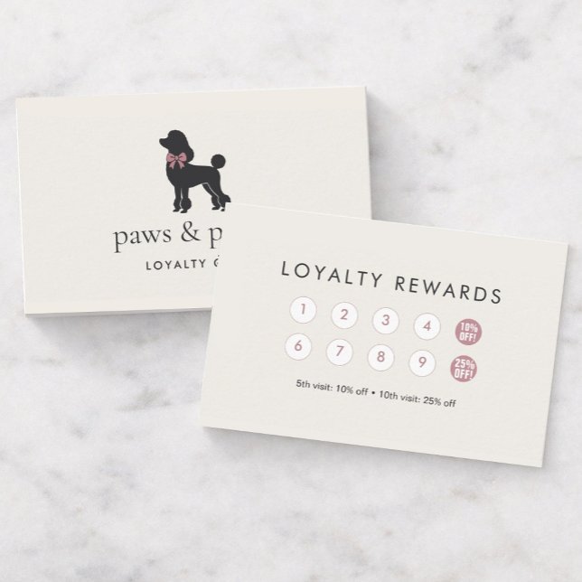 Cartão De Fidelidade Modern Neutral Dog Groomer Loyalty Card | Editable (Criador carregado)