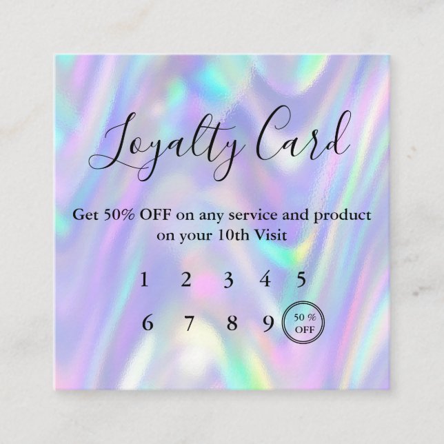 Cartão De Fidelidade Modern Pastel Holographic (Frente)