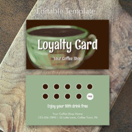 Cartão De Fidelidade Modern Sage Unique Art Coffee Shop Rewards