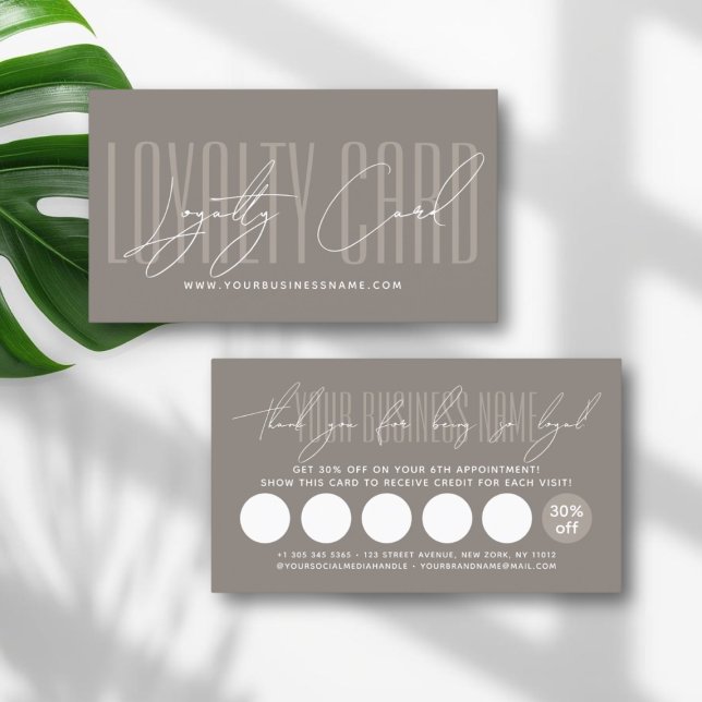 Cartão De Fidelidade Modern typography script reward  loyalty card (Criador carregado)