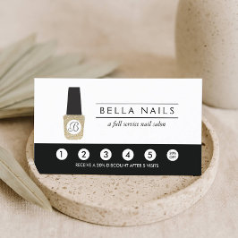 Cartão De Fidelidade Monograma de Salão de Nail no Dourado Glitter - Ca