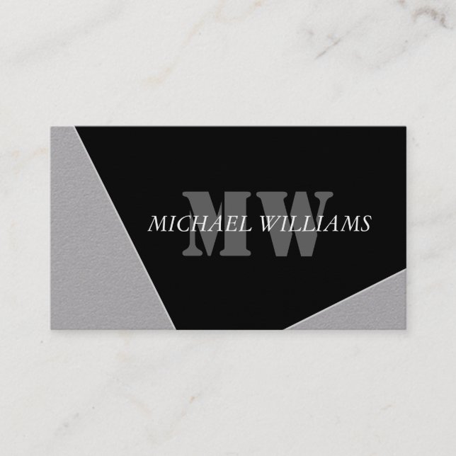 Cartão De Fidelidade Monograma Negro de Cinzas Artísticas Modernas (Frente)