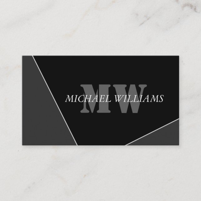 Cartão De Fidelidade Monograma Negro de Cinzas Artísticas Modernas (Frente)