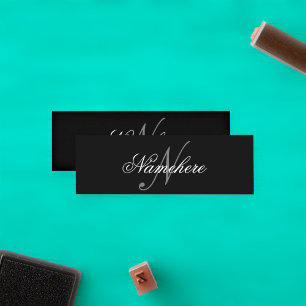 Cartão De Fidelidade Monograma Personalizado Único de Nomes Preto e Bra