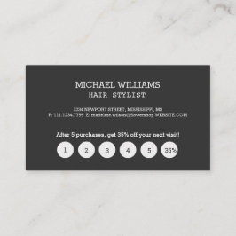 Cartão De Fidelidade Monograma Preto Cinza Artístico Moderno