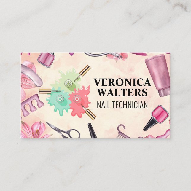 Cartão De Fidelidade Nail Polonês Espelhado | Ferramentas do Manicure (Frente)