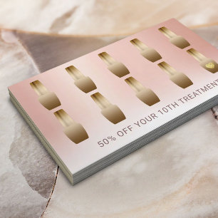 Cartão De Fidelidade Nail Salon Makeup Artista Rosa