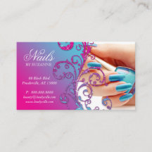 Nail Salon Modern Loyaln Card Glitter Blue Pink