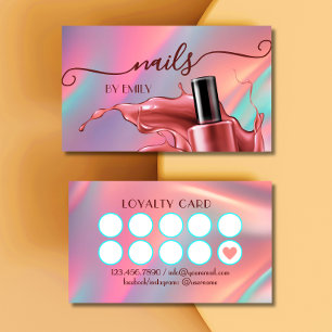 Cartão De Fidelidade Nail Salon Polonês Botão Espalhar Pastel