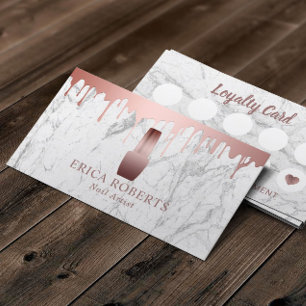 Cartão De Fidelidade Nail Salon Polonês Makeup Artist Marble Loyalty