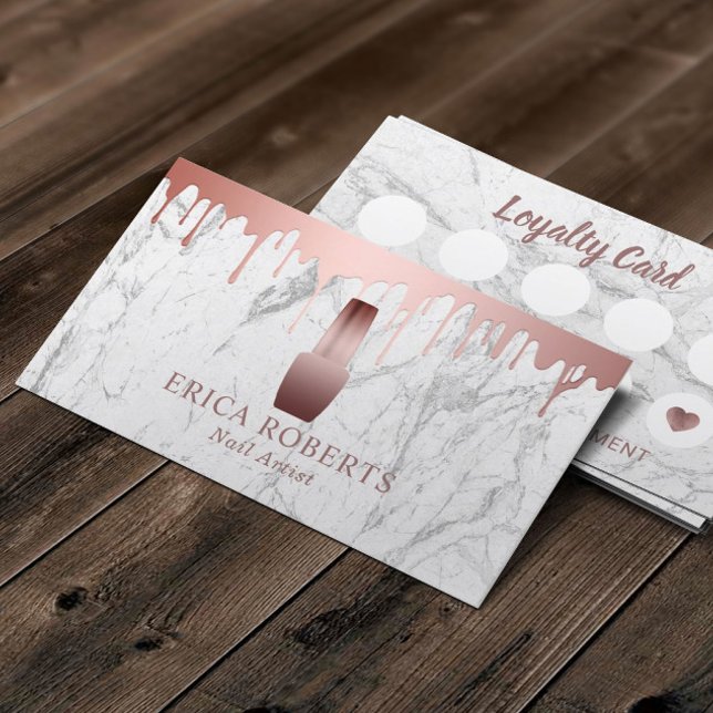 Cartão De Fidelidade Nail Salon Polonês Makeup Artist Marble Loyalty (Criador carregado)