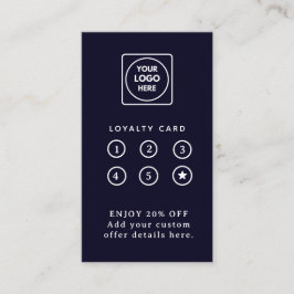 Cartão De Fidelidade Navy Blue Logo | Modern Business Loyalty Design