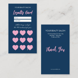 Cartão De Fidelidade Navy Blue Reward Loyalty Card Thank You Card