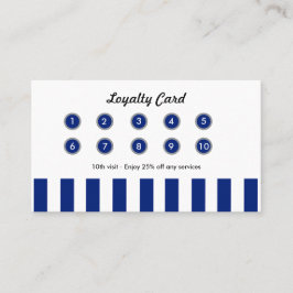 Cartão De Fidelidade Navy Blue Stripes Retail Loyalty Card Boutique