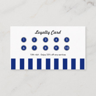 Cartão De Fidelidade Navy Blue Stripes Retail Loyalty Card Boutique