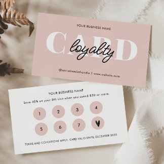 Cartão De Fidelidade Negócio de Script Branco Mínimo e Elegante, Cor-de