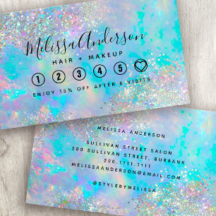 Cartão De Fidelidade Negócios Iridescentes Opais Holográficos Sparkle