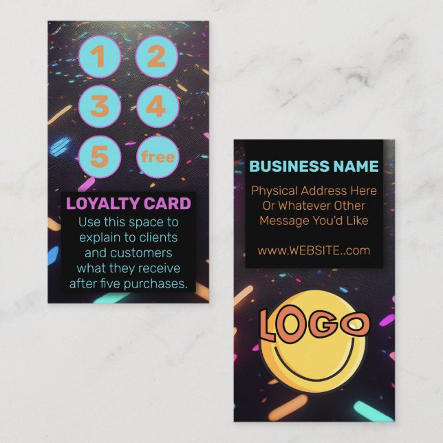 Cartão De Fidelidade Neon Black Punch Card Vape Head Compra Fumo Lounge (Frente/Verso)