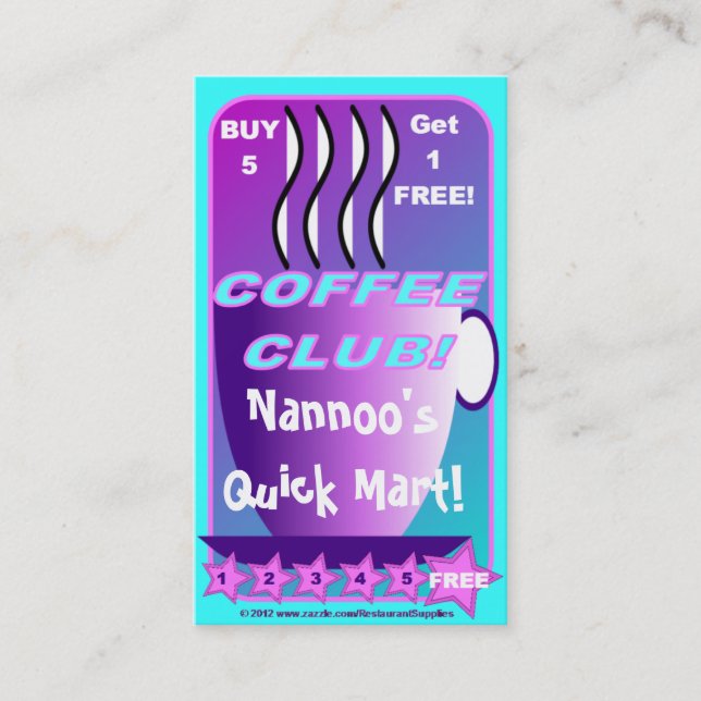 Cartão De Fidelidade O comprar 5 obtem fontes LIVRES de 1 restaurante (Frente)