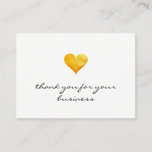 Cartão De Fidelidade Obrigado Dourado Cutesy do coração você