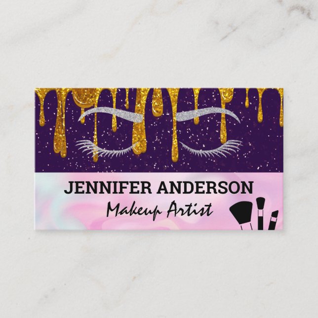 Cartão De Fidelidade Olhos Lashes | Derrapagem de brilho | Pincéis de m (Frente)